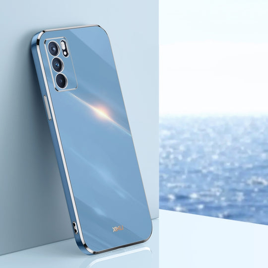 For OPPO Reno6 5G XINLI Straight Edge 6D Electroplate TPU Phone Case(Celestial Blue)
