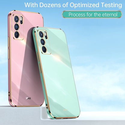 For OPPO Reno6 5G XINLI Straight 6D Plating Gold Edge TPU Shockproof Case(Celestial Blue) - OPPO Cases by XINLI | Online Shopping UK | buy2fix