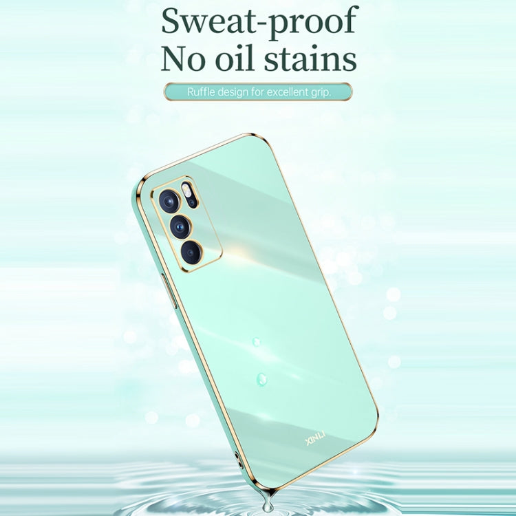 For OPPO Reno6 5G XINLI Straight 6D Plating Gold Edge TPU Shockproof Case(Celestial Blue) - OPPO Cases by XINLI | Online Shopping UK | buy2fix
