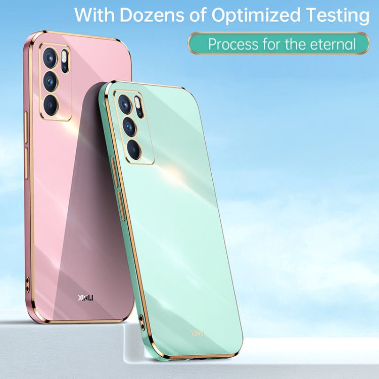 For OPPO Reno6 5G XINLI Straight 6D Plating Gold Edge TPU Shockproof Case(Pink) - OPPO Cases by XINLI | Online Shopping UK | buy2fix