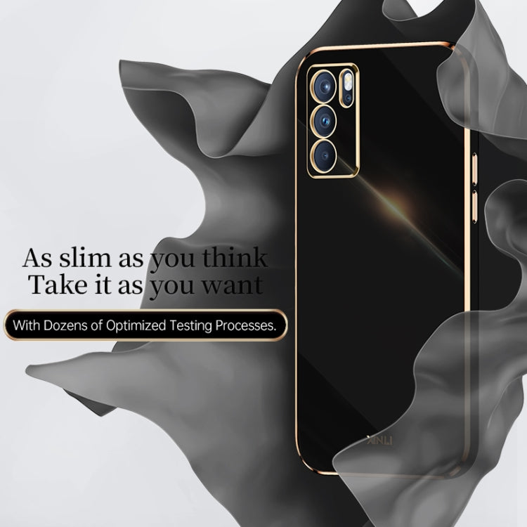 For OPPO Reno6 Pro 5G XINLI Straight 6D Plating Gold Edge TPU Shockproof Case(White) - OPPO Cases by XINLI | Online Shopping UK | buy2fix