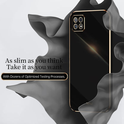 For OPPO A53 5G XINLI Straight 6D Plating Gold Edge TPU Shockproof Case(Black) - OPPO Cases by XINLI | Online Shopping UK | buy2fix