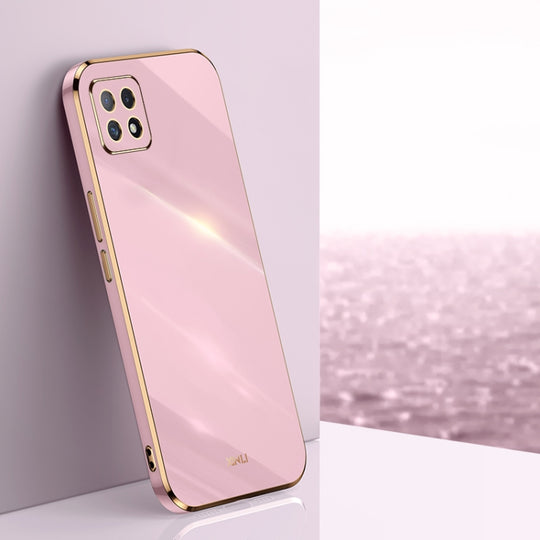 For OPPO A53 5G XINLI Straight Edge 6D Electroplate TPU Phone Case(Cherry Purple)