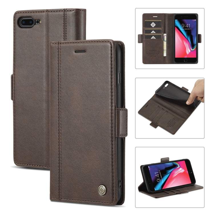 LC.IMEEKE Magnetic Buckle PU + TPU Horizontal Flip Leather Case with Holder & Card Slots & Wallet For iPhone 8 Plus & 7 Plus(Coffee) - More iPhone Cases by LC.IMEEKE | Online Shopping UK | buy2fix