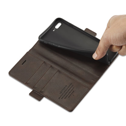 LC.IMEEKE Magnetic Buckle PU + TPU Horizontal Flip Leather Case with Holder & Card Slots & Wallet For iPhone 8 Plus & 7 Plus(Coffee) - More iPhone Cases by LC.IMEEKE | Online Shopping UK | buy2fix