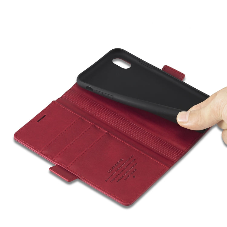 For iPhone X / XS LC.IMEEKE Magnetic Buckle PU + TPU Horizontal Flip Leather Case with Holder & Card Slots & Wallet(Red) - More iPhone Cases by LC.IMEEKE | Online Shopping UK | buy2fix