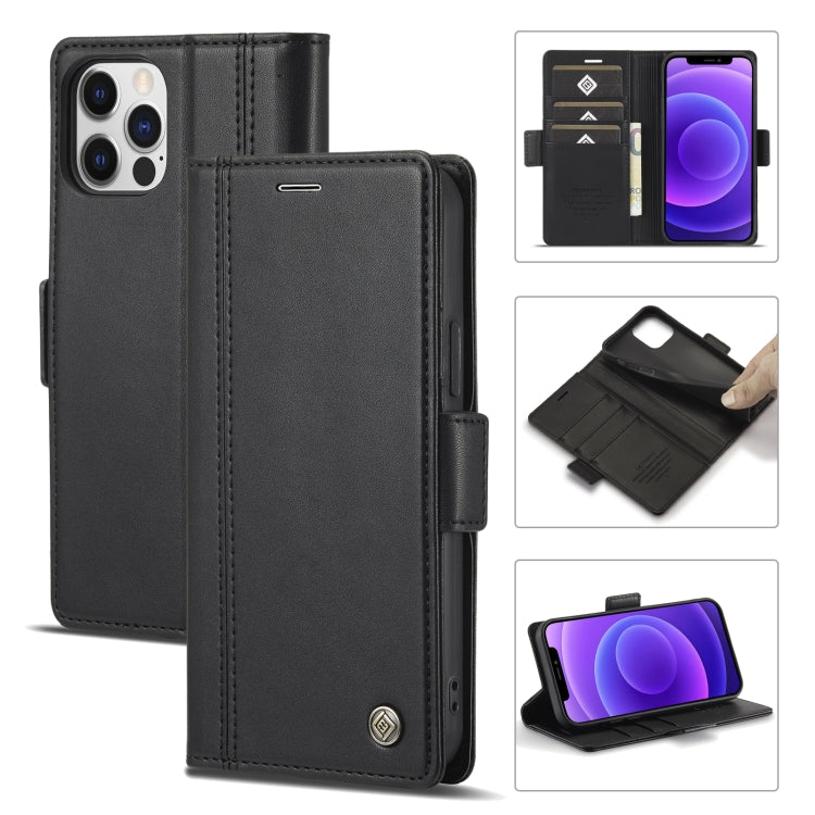 For iPhone 12 / 12 Pro LC.IMEEKE Magnetic Buckle PU + TPU Horizontal Flip Leather Case with Holder & Card Slots & Wallet(Black) - iPhone 12 / 12 Pro Cases by LC.IMEEKE | Online Shopping UK | buy2fix