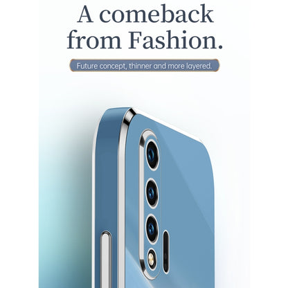 For Huawei nova 6 5G XINLI Straight Edge 6D Electroplate TPU Phone Case with Ring Holder(White) - Huawei Cases by XINLI | Online Shopping UK | buy2fix