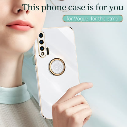 For Huawei nova 6 5G XINLI Straight Edge 6D Electroplate TPU Phone Case with Ring Holder(White) - Huawei Cases by XINLI | Online Shopping UK | buy2fix