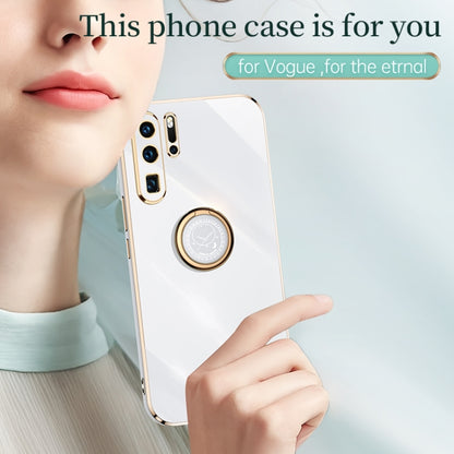 For Huawei P30 Pro XINLI Straight 6D Plating Gold Edge TPU Shockproof Case with Ring Holder(Cherry Purple) - Huawei Cases by XINLI | Online Shopping UK | buy2fix