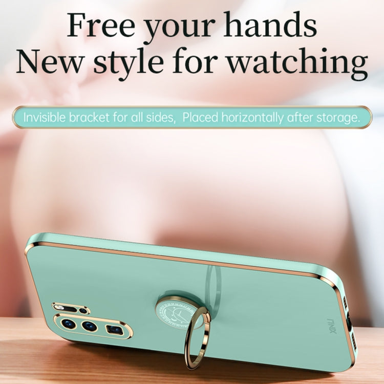 For Huawei P30 Pro XINLI Straight 6D Plating Gold Edge TPU Shockproof Case with Ring Holder(Mint Green) - Huawei Cases by XINLI | Online Shopping UK | buy2fix