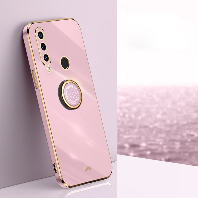 For Huawei P30 Lite XINLI Straight 6D Plating Gold Edge TPU Shockproof Case with Ring Holder(Cherry Purple) - Huawei Cases by XINLI | Online Shopping UK | buy2fix