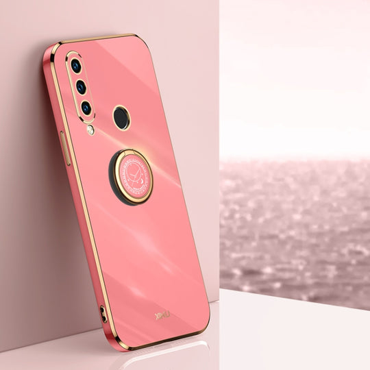 For Huawei P30 Lite XINLI Straight Edge 6D Electroplate TPU Phone Case with Ring Holder(Hawthorn Red)