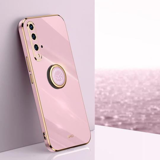 For Honor 20 XINLI Straight Edge 6D Electroplate TPU Phone Case with Ring Holder(Cherry Purple)