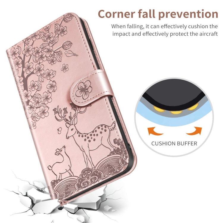 For Xiaomi Redmi 9A Sika Deer Embossing Pattern Horizontal Flip PU Leather Case with Holder & Card Slot & Wallet & Photo Frame(Rose Gold) - Xiaomi Cases by buy2fix | Online Shopping UK | buy2fix