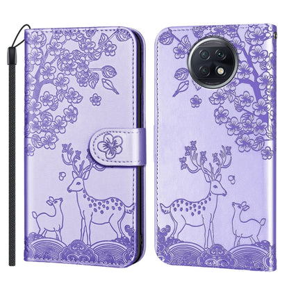 For Xiaomi Redmi Note 9T Sika Deer Embossing Pattern Horizontal Flip PU Leather Case with Holder & Card Slot & Wallet & Photo Frame(Purple) - Xiaomi Cases by buy2fix | Online Shopping UK | buy2fix