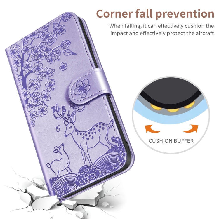 For Xiaomi Redmi Note 9T Sika Deer Embossing Pattern Horizontal Flip PU Leather Case with Holder & Card Slot & Wallet & Photo Frame(Purple) - Xiaomi Cases by buy2fix | Online Shopping UK | buy2fix