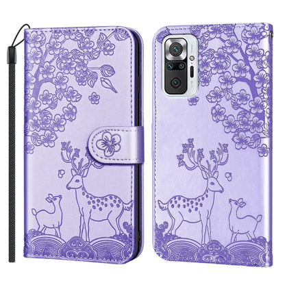 For Xiaomi Redmi Note 10 Pro Sika Deer Embossing Pattern Horizontal Flip PU Leather Case with Holder & Card Slot & Wallet & Photo Frame(Purple) - Xiaomi Cases by buy2fix | Online Shopping UK | buy2fix