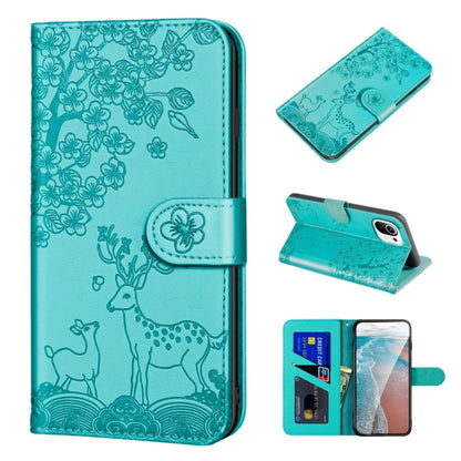 For Xiaomi Mi 11 Lite Sika Deer Embossing Pattern Horizontal Flip PU Leather Case with Holder & Card Slot & Wallet & Photo Frame(Green) - Xiaomi Cases by buy2fix | Online Shopping UK | buy2fix