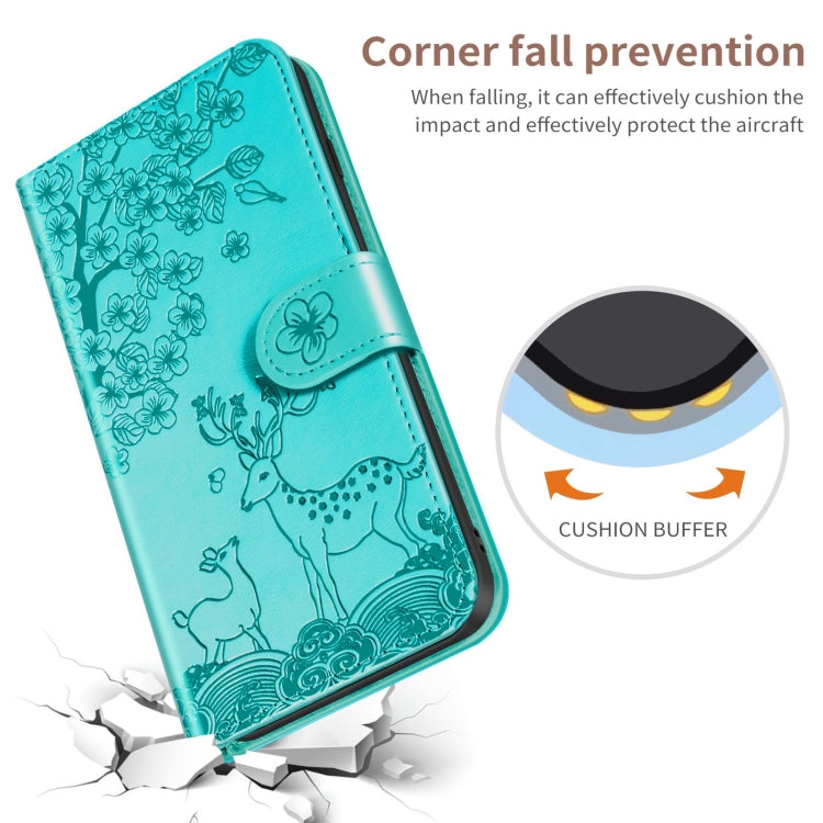 For Xiaomi Mi 11 Lite Sika Deer Embossing Pattern Horizontal Flip PU Leather Case with Holder & Card Slot & Wallet & Photo Frame(Green) - Xiaomi Cases by buy2fix | Online Shopping UK | buy2fix