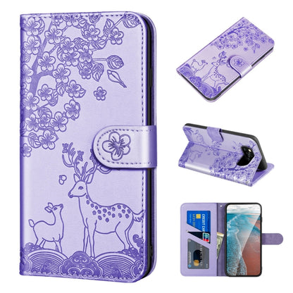 For Xiaomi Poco X3 Sika Deer Embossing Pattern Horizontal Flip PU Leather Case with Holder & Card Slot & Wallet & Photo Frame(Purple) - Xiaomi Cases by buy2fix | Online Shopping UK | buy2fix