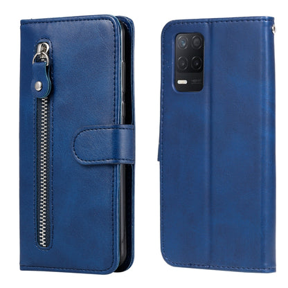 For OPPO Realme 8 5G / Realme V13 5G Fashion Calf Texture Zipper Horizontal Flip Leather Case with Stand & Card Slots & Wallet Function(Blue) - Realme Cases by buy2fix | Online Shopping UK | buy2fix