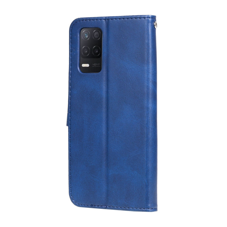 For OPPO Realme 8 5G / Realme V13 5G Fashion Calf Texture Zipper Horizontal Flip Leather Case with Stand & Card Slots & Wallet Function(Blue) - Realme Cases by buy2fix | Online Shopping UK | buy2fix