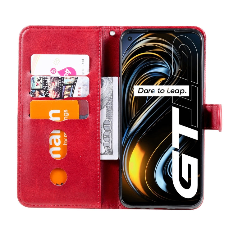 For OPPO Realme GT 5G Fashion Calf Texture Zipper Horizontal Flip Leather Case with Stand & Card Slots & Wallet Function(Red) - Realme Cases by buy2fix | Online Shopping UK | buy2fix
