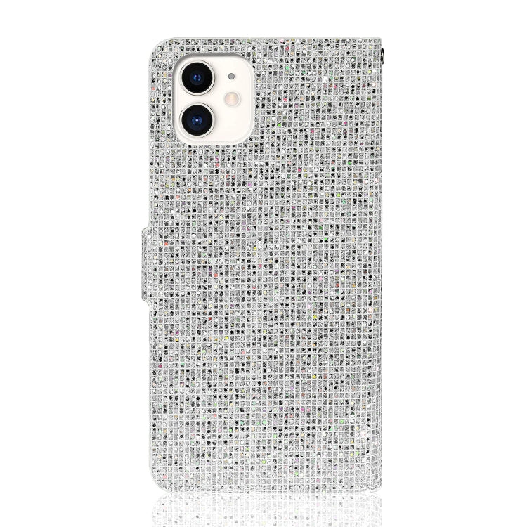 For iPhone 13 mini Glitter Powder Horizontal Flip Leather Case with Card Slots & Holder & Lanyard (Silver) by buy2fix