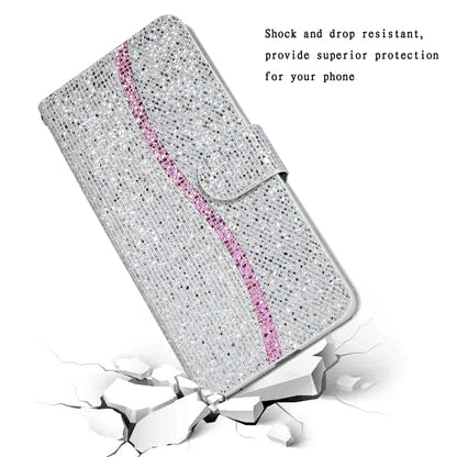For iPhone 13 mini Glitter Powder Horizontal Flip Leather Case with Card Slots & Holder & Lanyard (Silver) by buy2fix