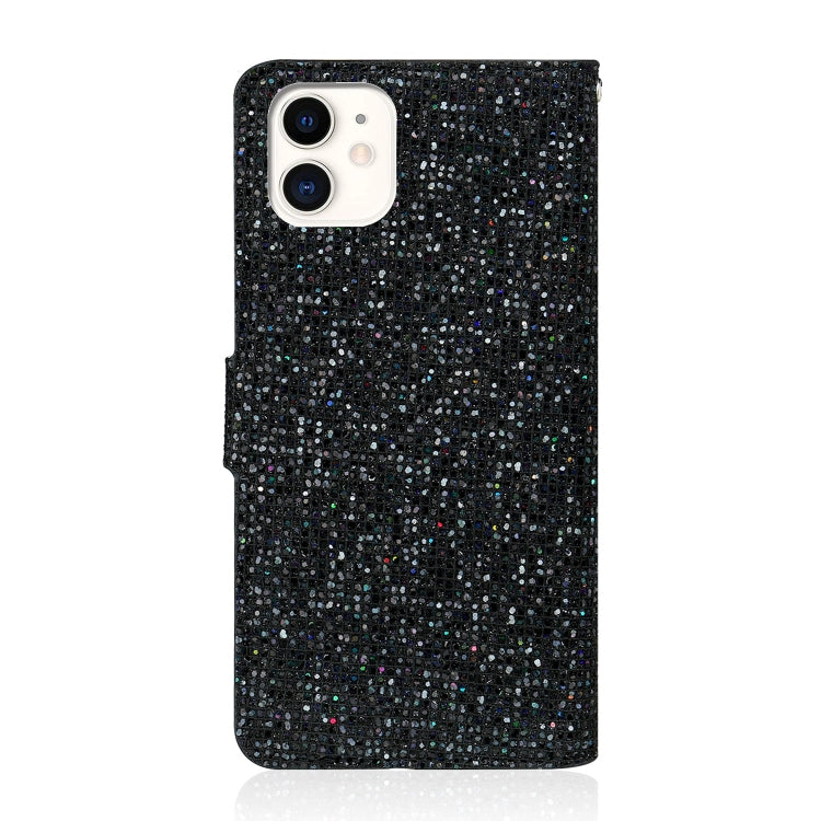 For iPhone 13 Glitter Powder Horizontal Flip Leather Case with Card Slots & Holder & Lanyard(Black) - iPhone 13 Cases by buy2fix | Online Shopping UK | buy2fix