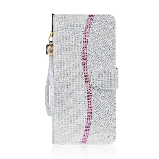 For iPhone 13 Pro Max Glitter Powder Horizontal Flip Leather Case with Card Slots & Holder & Lanyard (Silver) by buy2fix