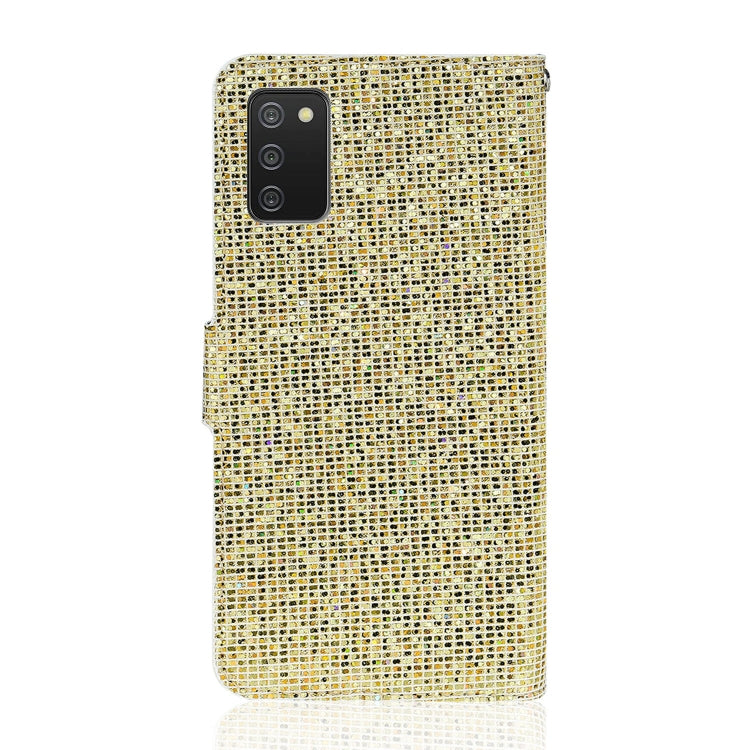 For Samsung Galaxy A03s (EU Version) Glitter Powder Horizontal Flip Leather Case with Card Slots & Holder & Lanyard(Gold) by buy2fix