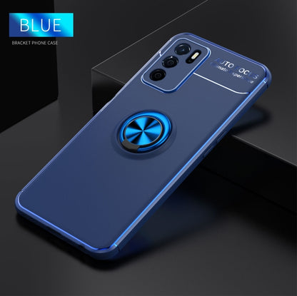 For OPPO A16 Metal Ring Holder 360 Degree Rotating TPU Case(Blue) - OPPO Cases by buy2fix | Online Shopping UK | buy2fix