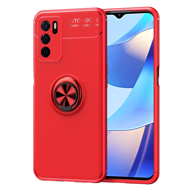 For OPPO A16 Metal Ring Holder 360 Degree Rotating TPU Case(Red) - OPPO Cases by buy2fix | Online Shopping UK | buy2fix