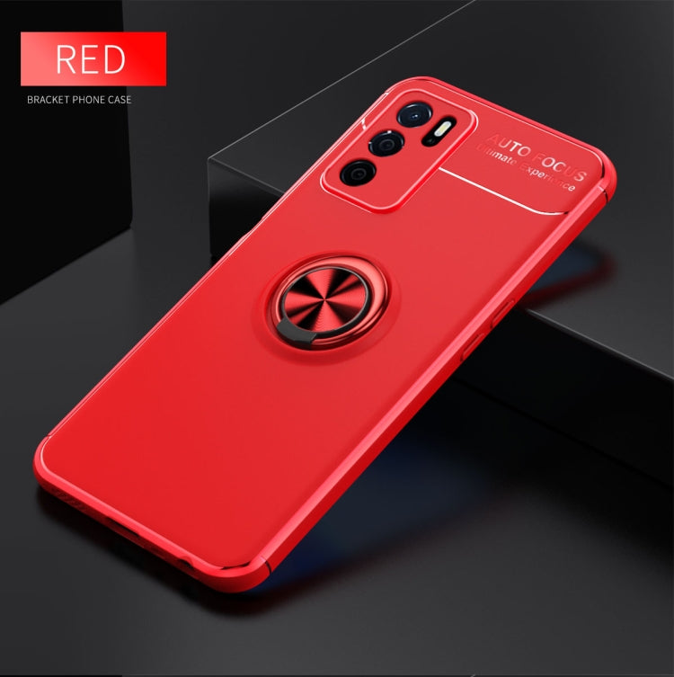 For OPPO A16 Metal Ring Holder 360 Degree Rotating TPU Case(Red) - OPPO Cases by buy2fix | Online Shopping UK | buy2fix