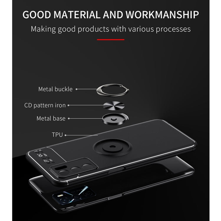 For OPPO A16 Metal Ring Holder 360 Degree Rotating TPU Case(Black+Red) - OPPO Cases by buy2fix | Online Shopping UK | buy2fix