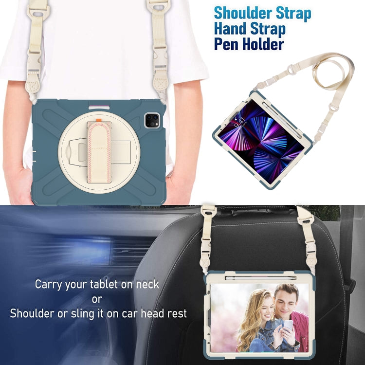 For iPad Air 11 2024 / Air 5 10.9 2022 / Air 4 10.9 2020 / Pro 11 2022 /2021 / 2018 / 2020 Silicone + PC Protective Tablet Case with Holder & Shoulder Strap(Cornflower Blue) - iPad Pro 11 (2022/2021) Cases by buy2fix | Online Shopping UK | buy2fix