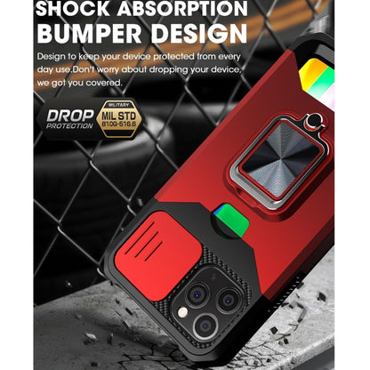 For iPhone 12 Pro Max Sliding Camshield Card Slot Ring Kickstand Phone Case(Black) by buy2fix