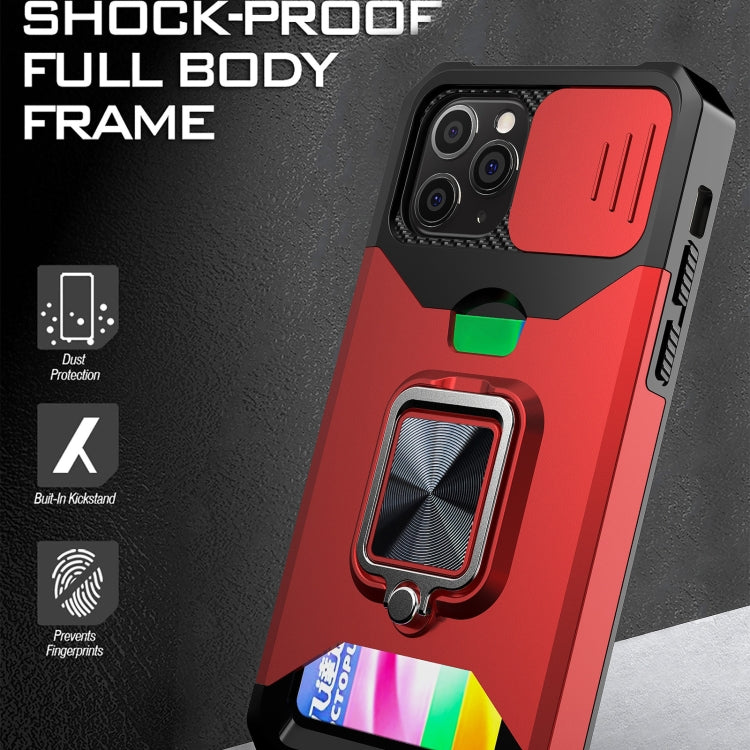 For iPhone 12 Pro Max Sliding Camshield Card Slot Ring Kickstand Phone Case(Black) by buy2fix