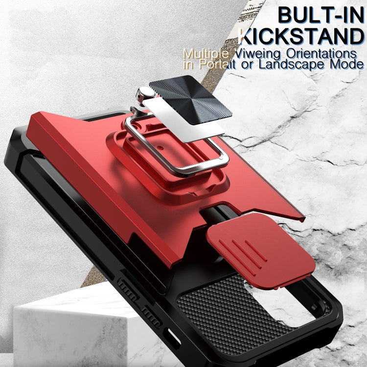 For iPhone 12 Pro Max Sliding Camshield Card Slot Ring Kickstand Phone Case(Black) by buy2fix