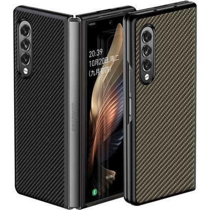 For Samsung Galaxy Z Fold3 5G Solid Color Carbon Fiber Texture PU Shockproof Protective Case(Black) by buy2fix