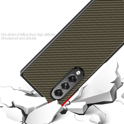 For Samsung Galaxy Z Fold3 5G Solid Color Carbon Fiber Texture PU Shockproof Protective Case(Yellow) by buy2fix