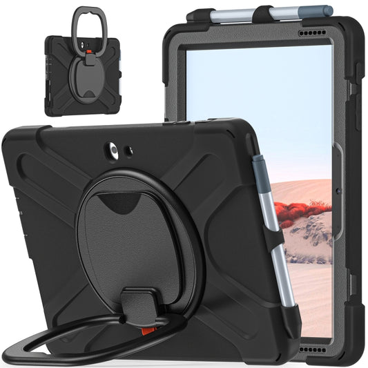 For Microsoft Surface Go 4 / 3 / 2 / 1 Silicone + PC Protective Case with Holder & Shoulder Strap(Black) by buy2fix