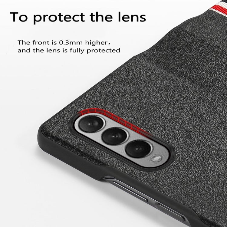 For Samsung Galaxy Z Fold3 5G Cowhide Shockproof Fold Splicing Leather Case(Brown) by buy2fix