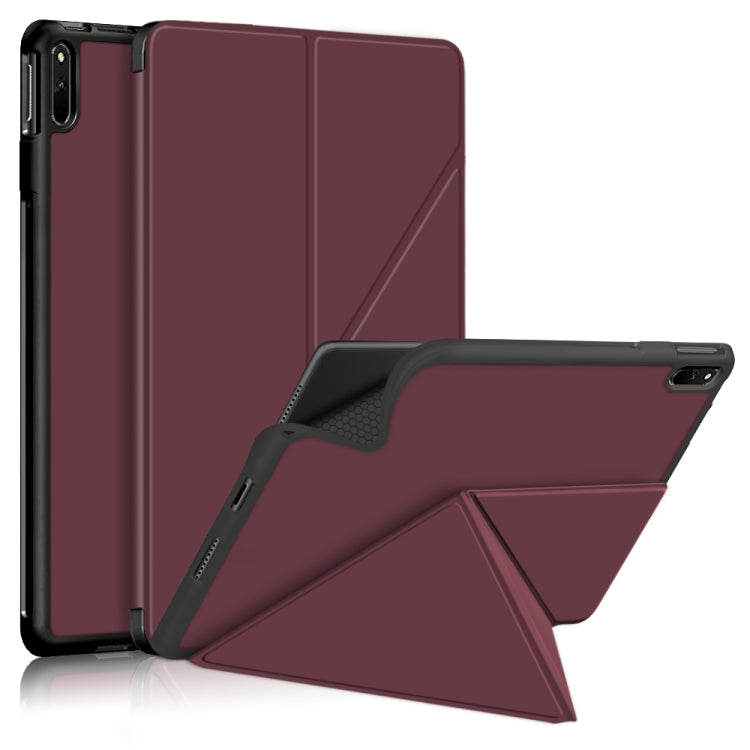 For Huawei MatePad 11 2021 Multi-folding Horizontal Flip PU Leather Shockproof Case with Holder & Sleep / Wake-up Function(Wine Red) - Huawei Cases by buy2fix | Online Shopping UK | buy2fix