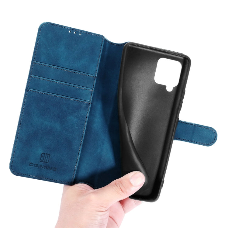 For Samsung Galaxy A22 4G DG.MING Retro Oil Side Horizontal Flip Leather Case with Holder & Card Slots & Wallet(Blue) - Galaxy Phone Cases by DG.MING | Online Shopping UK | buy2fix