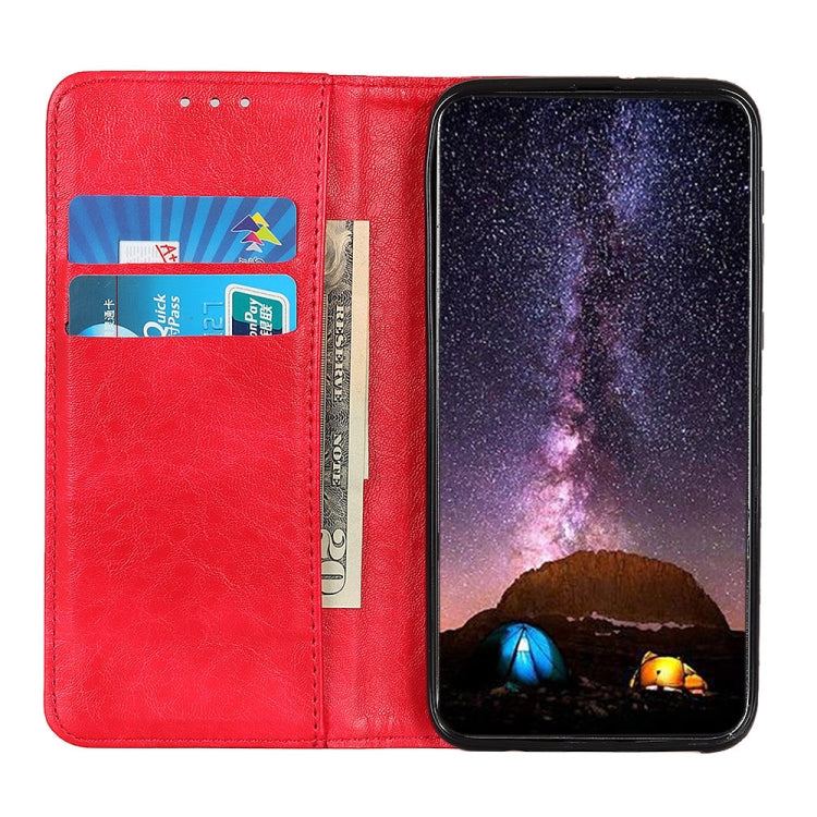 For OPPO A16 Magnetic Crazy Horse Texture Horizontal Flip Leather Case with Holder & Card Slots & Wallet(Red) - OPPO Cases by buy2fix | Online Shopping UK | buy2fix