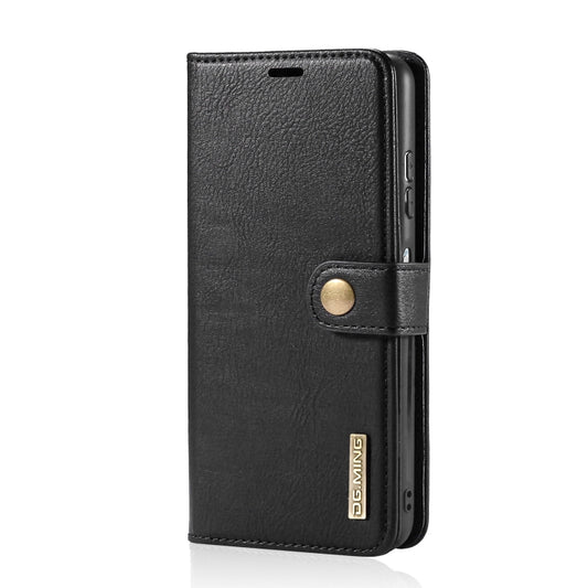 For Samsung Galaxy A22 5G DG.MING Crazy Horse Texture Flip Detachable Magnetic Leather Case with Holder & Card Slots & Wallet(Black) by DG.MING