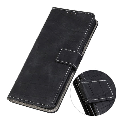 For OPPO A16 Magnetic Crocodile Texture Horizontal Flip Leather Case with Holder & Card Slots & Wallet(Black) - OPPO Cases by buy2fix | Online Shopping UK | buy2fix